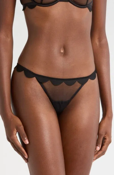 Bluebella Jasmine Scallop Mesh Briefs In Black