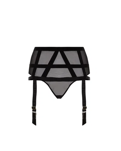 Bluebella Karolina Garter Belt Thong In Black