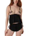 Bluebella Katerine Luxury Satin Cami And Short Set In Black/pearl/sheer