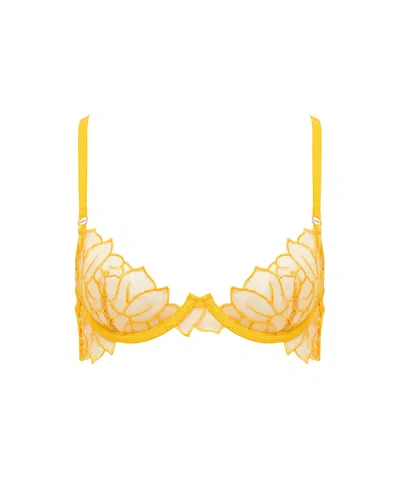 Bluebella Laurel Leaf Embroidered Bra Gold In Yellow
