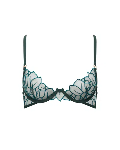 Bluebella Laurel Leaf Embroidered Bra Green In Black