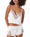 Bluebella Leonora Luxury Satin Cami & Short Set In White/sheer