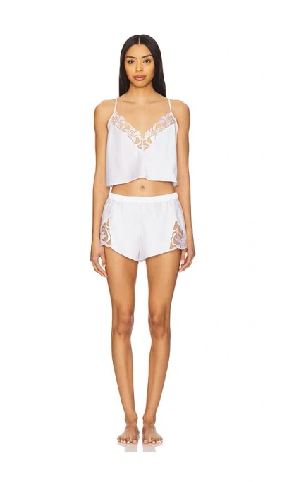Bluebella Leonora Satin Cami And Short Set In White & Sheer