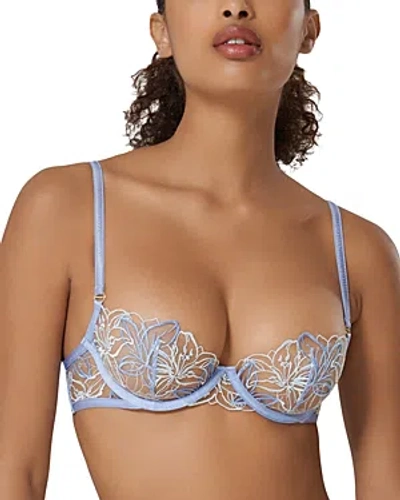 Bluebella Lilly Floral Embroidered Underwire Bra In Slate Blue