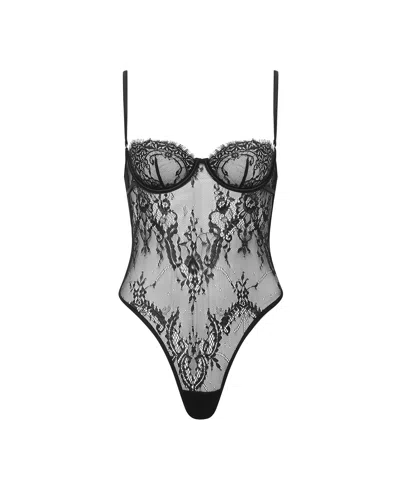 Bluebella Madeline Sheer Lace Bodysuit Black
