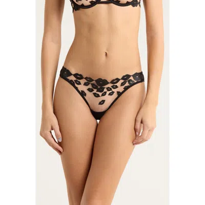 Bluebella Marian Ebroidered Briefs In Black/ Sheer