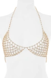 Bluebella Marli Embellished Chain Bralette In Gold/clear