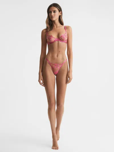 Bluebella Mesh Embroidered Bra In Pink