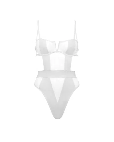 Bluebella Orla Sheer Mesh Bodysuit White