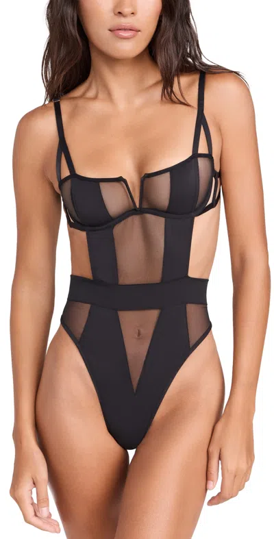 BLUEBELLA ORLA WIRED THONG BODYSUIT BLACK