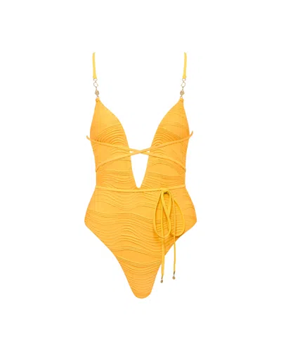 Bluebella Orta Multi-way Plunge Swimsuit Yellow
