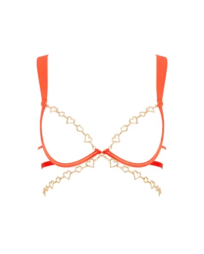 Bluebella Phoenix Open Chain Bra Coral In Multi