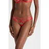 Bluebella Rosalie Red Embroidered Tulle Brazilian Panty Recycled Nylon In Red/sheer