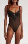 Bluebella Seraphim Embroidered Mesh Underwire Teddy In Black
