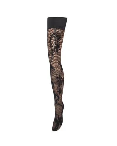 Bluebella Snake Fishnet Leg/plain Top Hold Ups Black