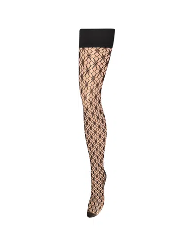 Bluebella Star Fishnet Leg/plain Top Hold Ups Black