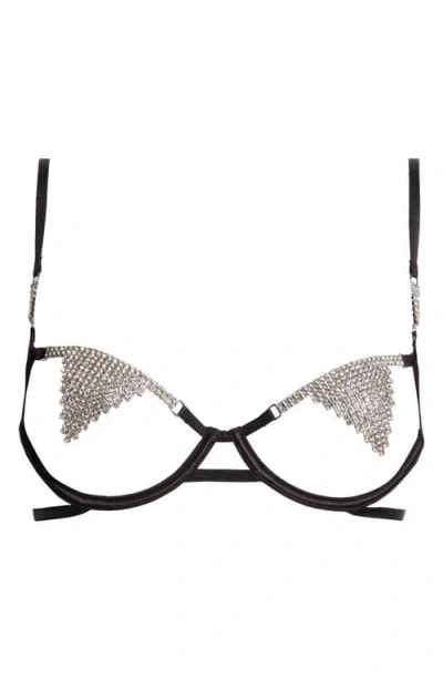Bluebella Susu Embellished Open Cup Underwire Bra In Black/silver