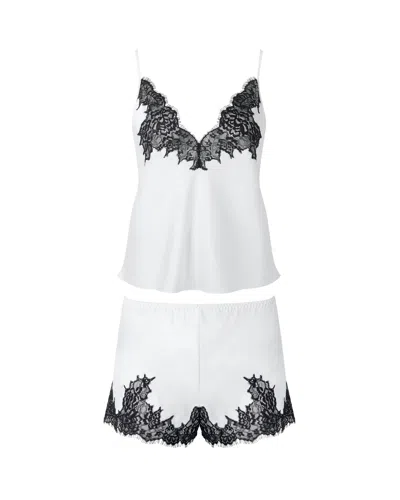 Bluebella - Us Anastasia Luxury Satin Cami And Short Set Ivory/black In White