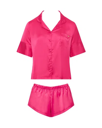 Bluebella - Us Bluebella Alma Luxury Satin Short Pajama Set Fuchsia Pink