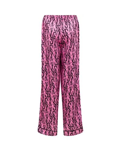 Bluebella - Us Bluebella Bb X Ashley Williams Tattoo Print Luxury Satin Trousers In Pink