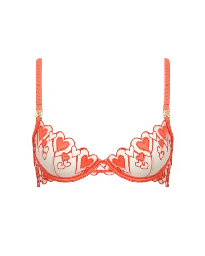 Bluebella - Us Bluebella Harlow Heart Embroidered Bra Coral In Orange