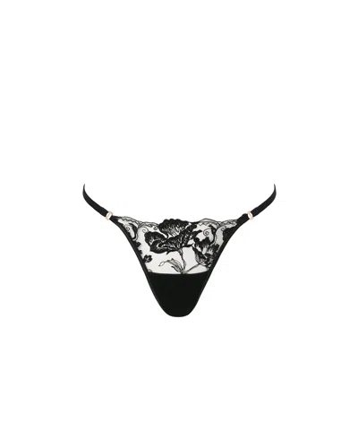 Bluebella - Us Bluebella Morelle Embroidered Sheer Thong Black