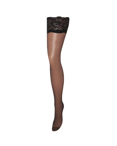 Bluebella - Us Bluebella Plain Leg/lace Top Stockings Black In Animal Print