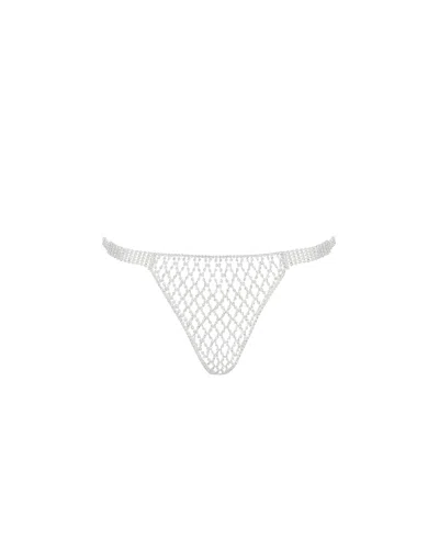Bluebella - Us Bluebella Elsa Diamond Lattice Thong Silver In White