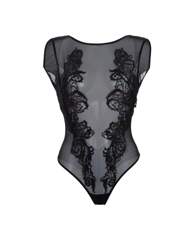 Bluebella - Us Bluebella Etienne Embroidered Sheer Bodysuit Black