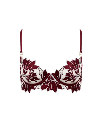 Bluebella - Us Geneva Embroidered Longline Bra Cherry In Red