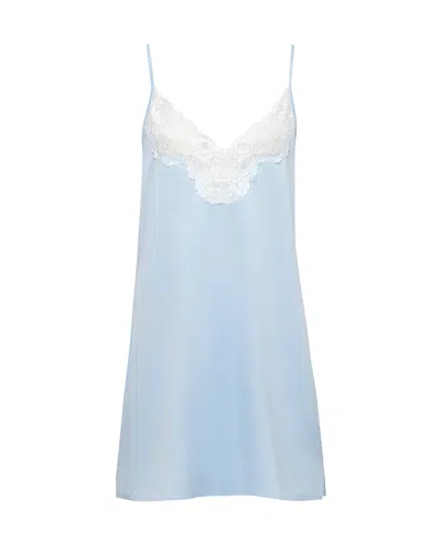 Bluebella - Us Bluebella Isabella Luxury Satin Short Chemise Ice Water Blue/white