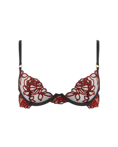Bluebella - Us Malina Sheer Floral Bra Black/red In Multi