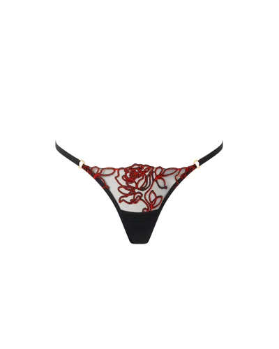 Bluebella - Us Malina Sheer Floral Thong Black/red
