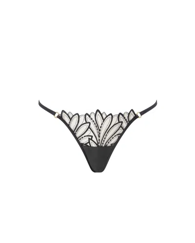 Bluebella - Us Pavlina Floral Embroidered Thong Black
