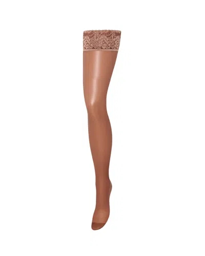 Bluebella - Us Bluebella Plain Leg/lace Top Thigh Highs Caramel In Brown