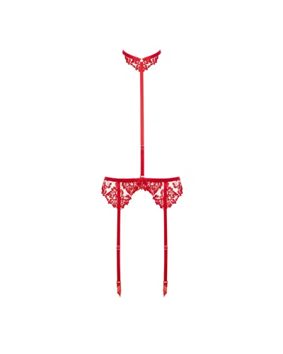 Bluebella - Us Bluebella Samara Garter Belt Harness With Detachable Collar Red