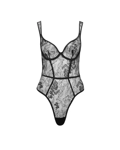 Bluebella - Us Bluebella Seraphim Embroidered Sheer Bodysuit Black