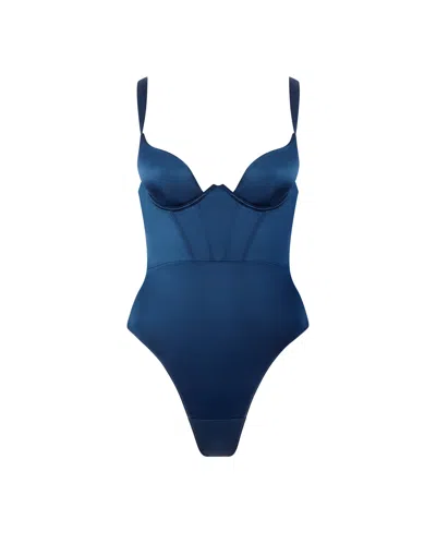 Bluebella - Us Verona Satin Push Up Bodysuit Navy In Blue