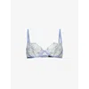 BLUEBELLA BLUEBELLA WOMEN'S HYDRANG BLUE/I WATER BLU LILLY FLORAL-EMBROIDERED LACE BRA