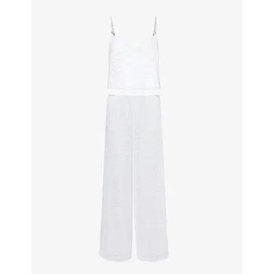 Bluebella Womens White Cassat Cami Semi-sheer Woven Pyjama Set