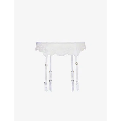 Bluebella Marisa Floral-embroidered Lace Suspenders In White/sheer
