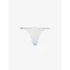 BLUEBELLA BLUEBELLA WOMEN'S WHITE/SHEER MARISA FLORAL-EMBROIDERED MID-RISE LACE THONG