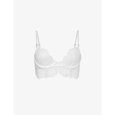 Bluebella Marisa Floral-embroidery Lace Bra In White/sheer
