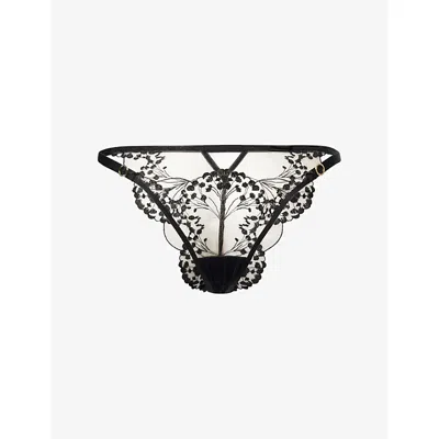 Bluebella Womens  Marisa Embroidered Mesh Briefs In Black