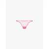 Bluebella Womens Fuchsia Pink Valentina Heart-embroidered Recycled-polyester Mesh Thong In Fuchsia Pink/sheer