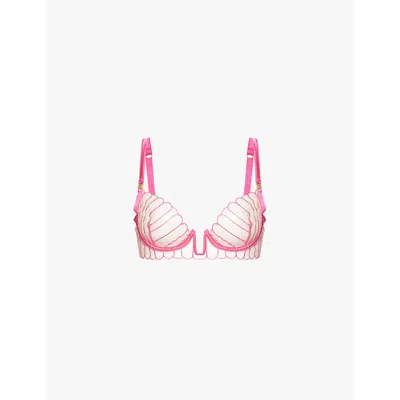 Bluebella Womens  Imogen Sheer Recycled-polyester Bra In Fuchsia Pink/sheer