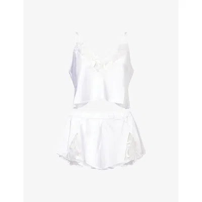Bluebella Womens White/sheer Leonora Luxury Satin Cami And Short Set