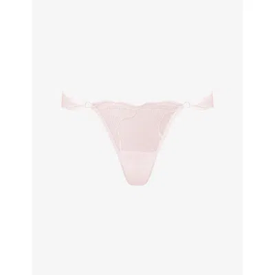 Bluebella Womens Pearl Pink/sheer Marabel Embroidered Sheer Lace Thong