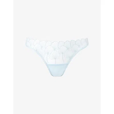 Bluebella Womens Ice Water Blue Vermont Embroidered-lace Sheer Briefs