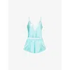 Bluebella Womens Island Paradise Blue Leonora Luxury Lace-trim Satin Pyjamas